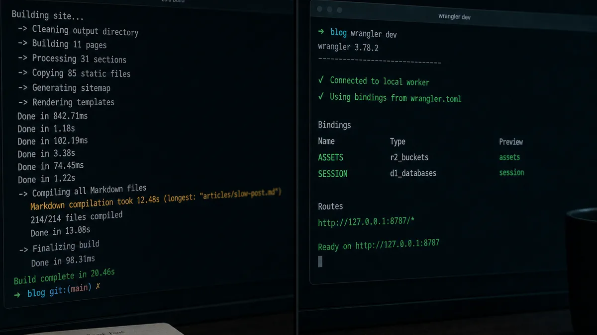 Build minutes on the left, binding names on the right — Astro 6.4 ships two different bottlenecks.